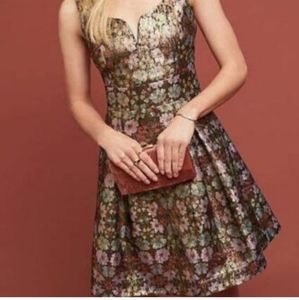 Anthropologie Moulinette Soeurs Fit n Flare Mini Dress Shimmer metallic